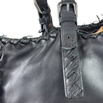 Bottega Veneta Black Intrecciato Fringe Shoulder Bag