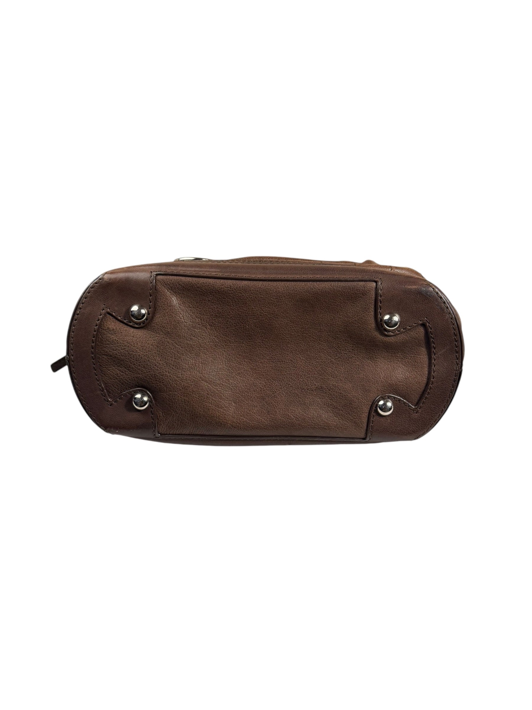 Chanel Brown Leather Essential Square Stitch Bowler Bag 2007