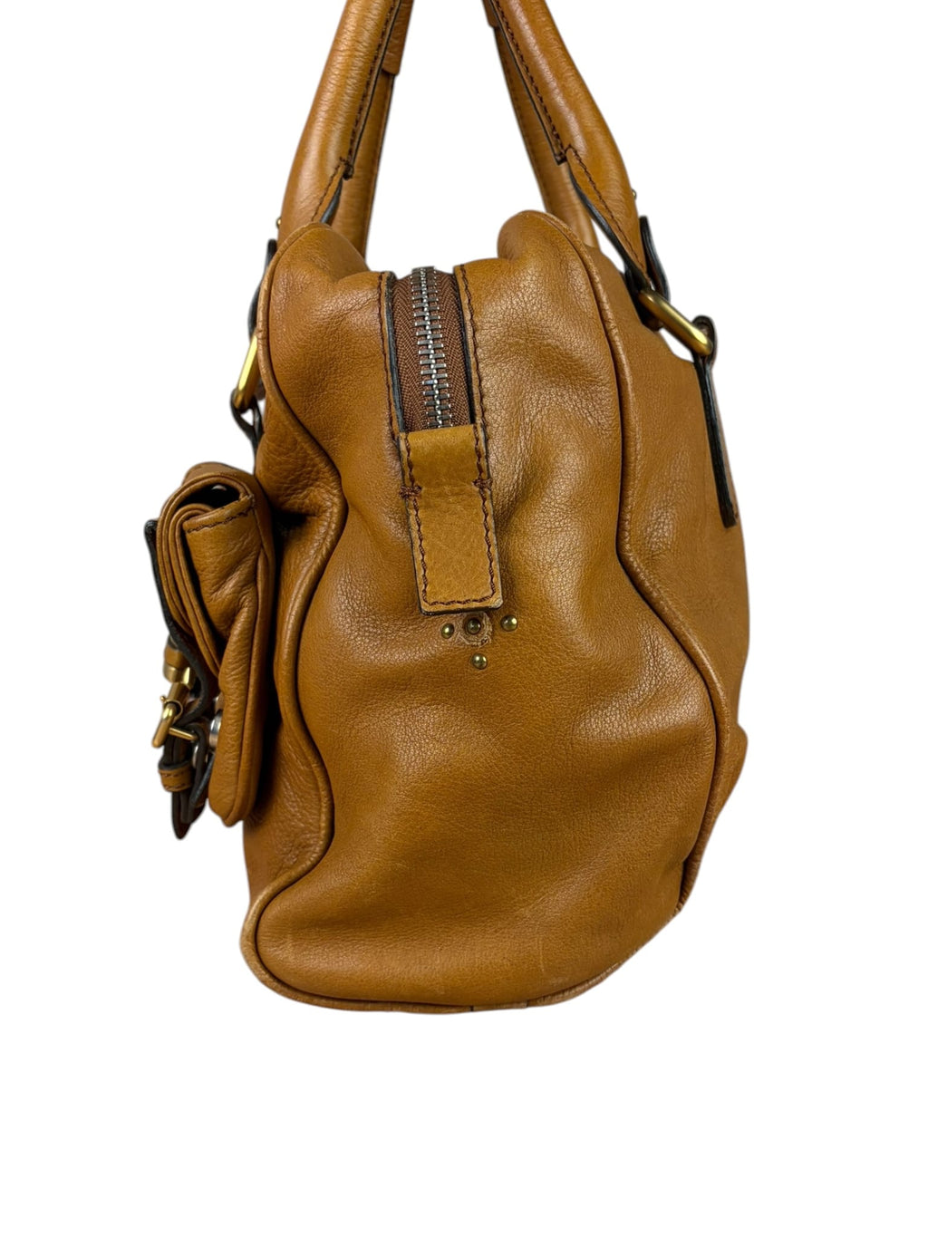 Chloe Brown Leather Pocket Paddington Large Handbag