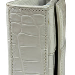 Balenciaga White Crocodile Embossed Hourglass Wallet On Chain