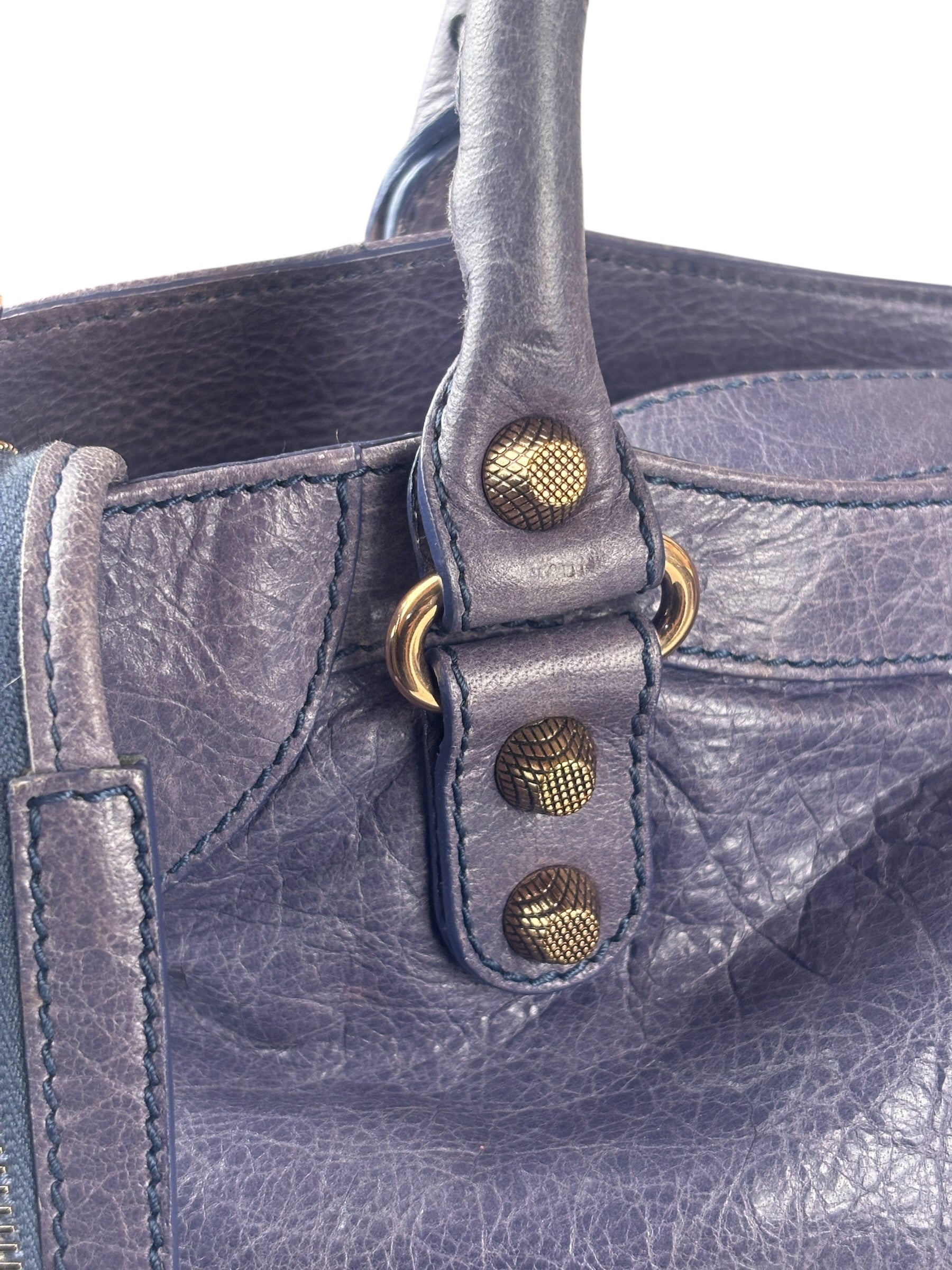Balenciaga Purple Leather City Two-Way Bag