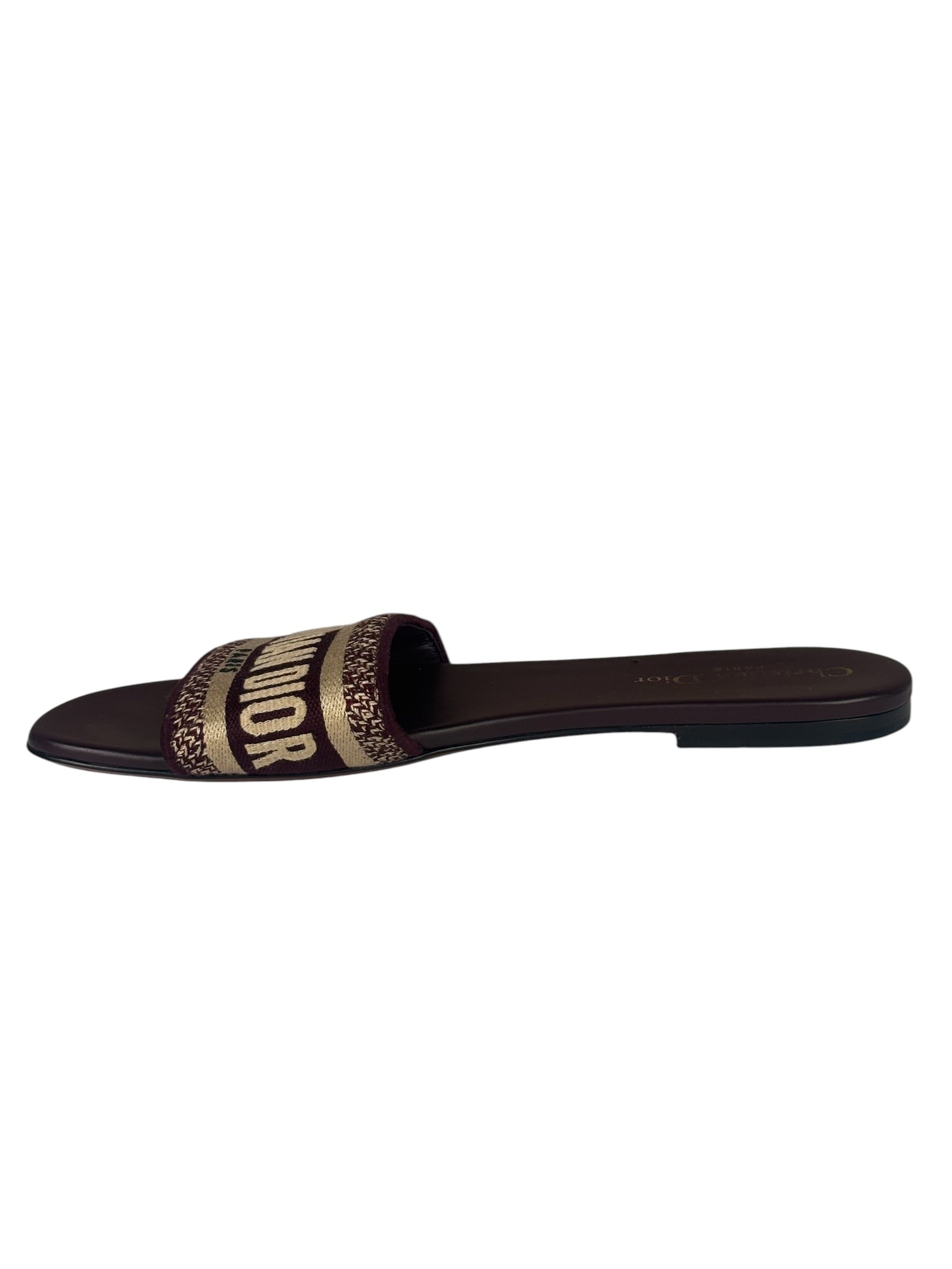 Christian Dior Paris Burgundy Slide Sandals