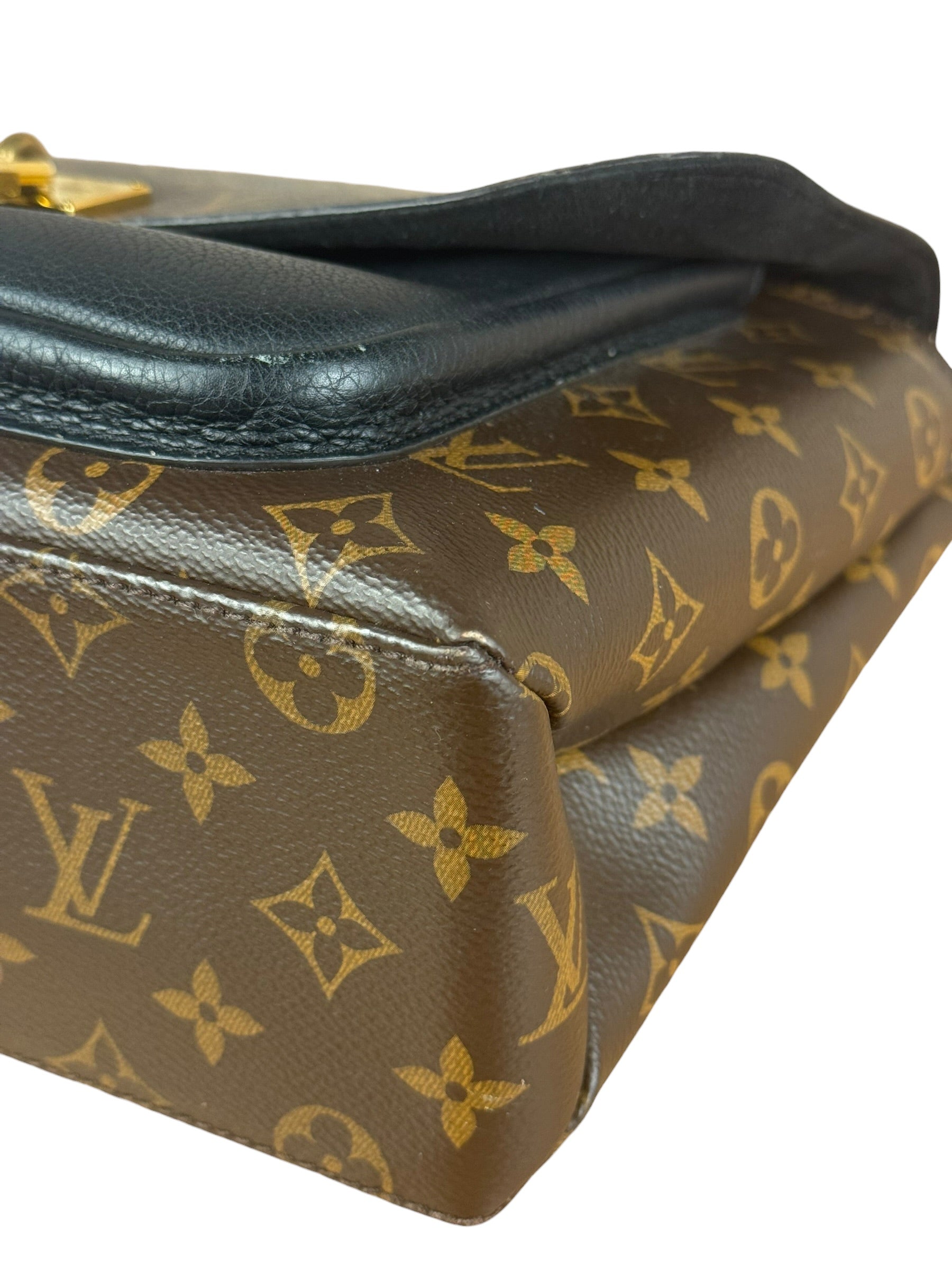 Louis Vuitton Black Leather/ Monogram Marignan 2Way Bag