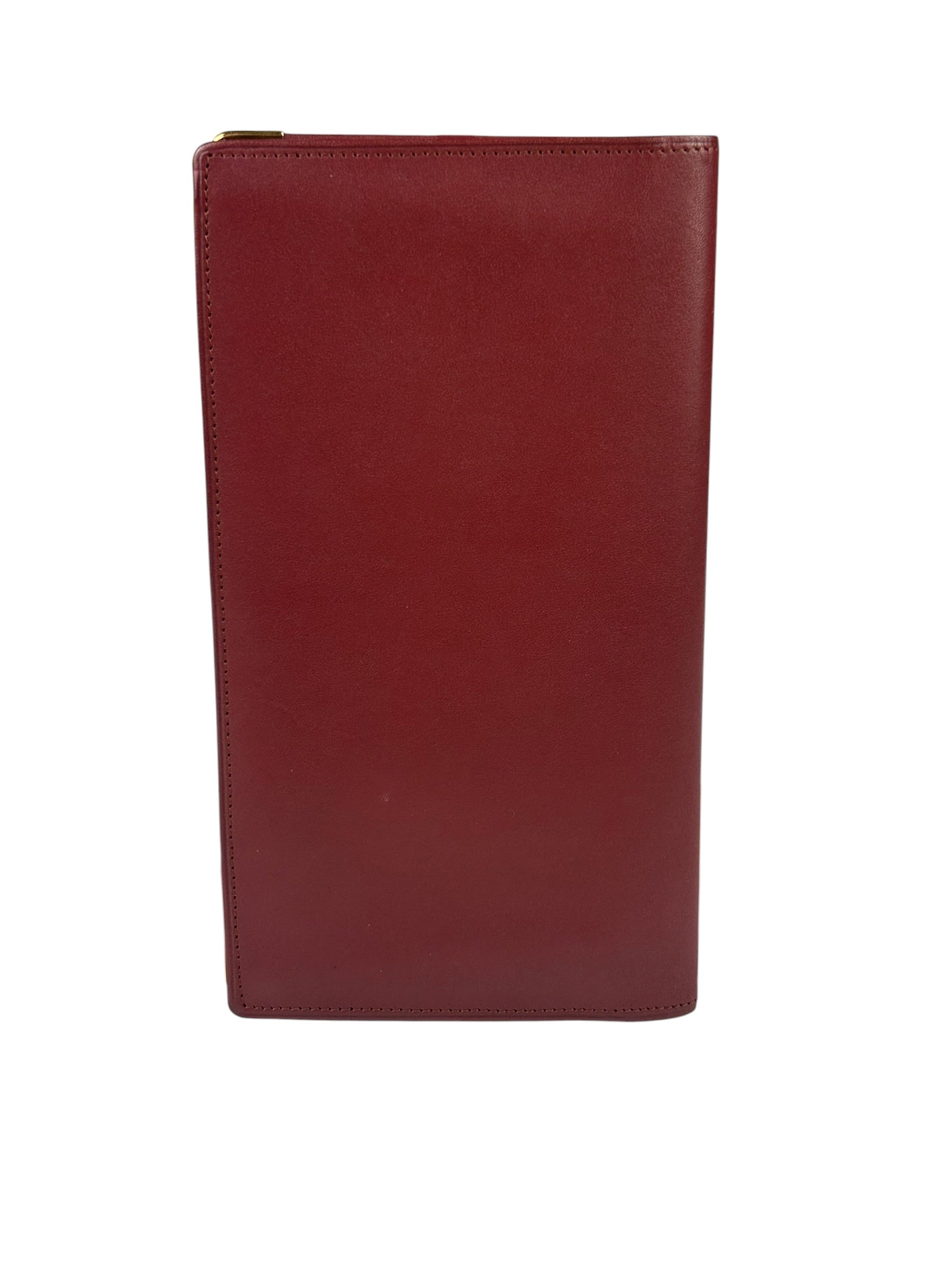 Cartier Vintage Burgundy Leather Bordeaux Bi-Fold Long Wallet