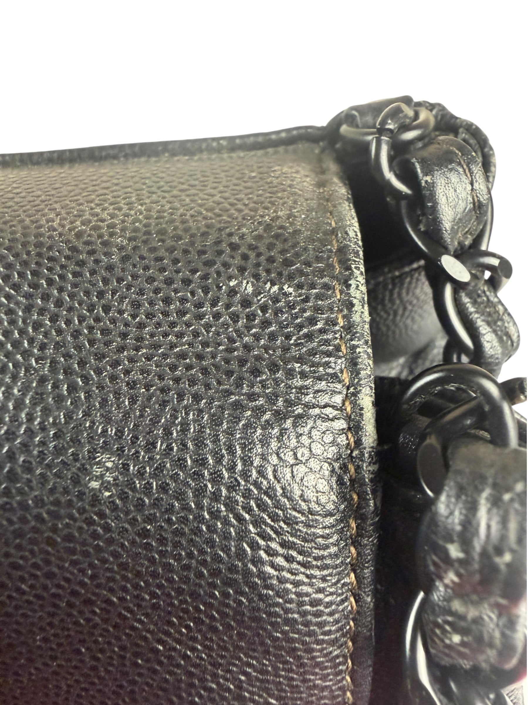 Chanel Black Pebbled Leather Curved Flap 1997