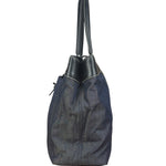 Chanel Vintage Denim/Black Leather CC Turn-Lock Tote Bag 2001