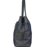 Chanel Vintage Denim/Black Leather CC Turn-Lock Tote Bag 2001