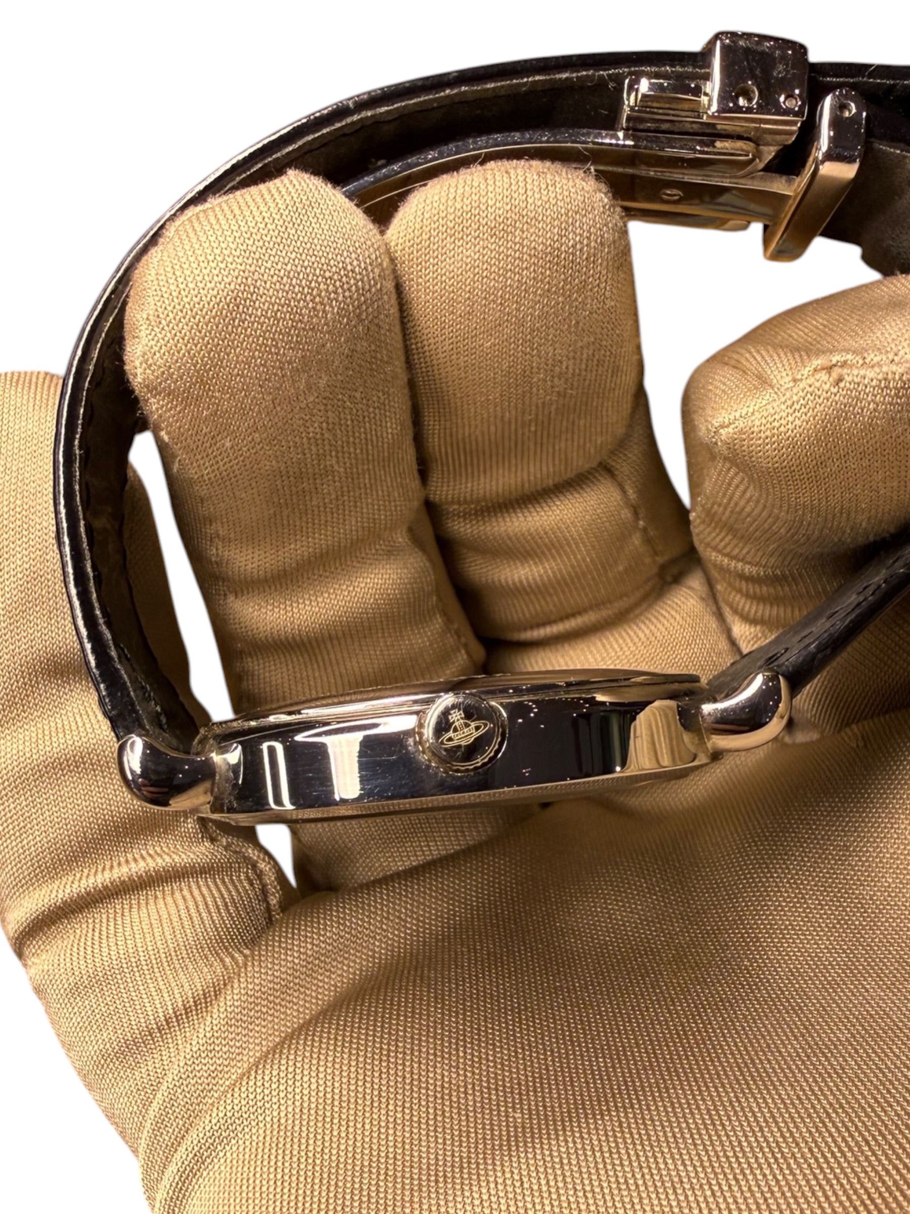 Vivienne Westwood White & Black Orb Dial Black Strap