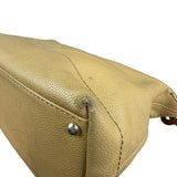 Chanel CC Vintage Beige Leather Caviar Wood Chain Hobo Bag