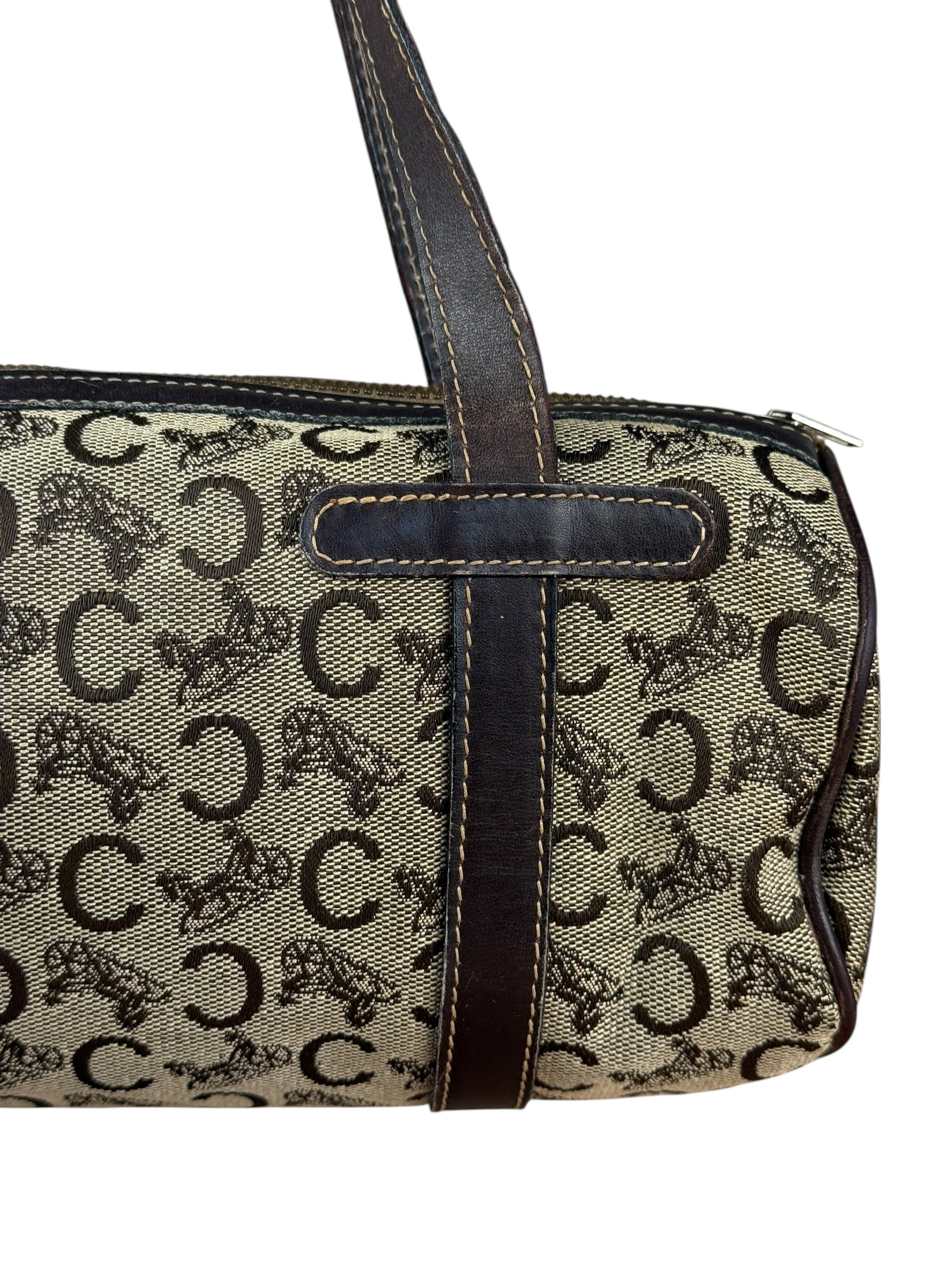 Celine Vintage Macadam Canvas Barrel Bag