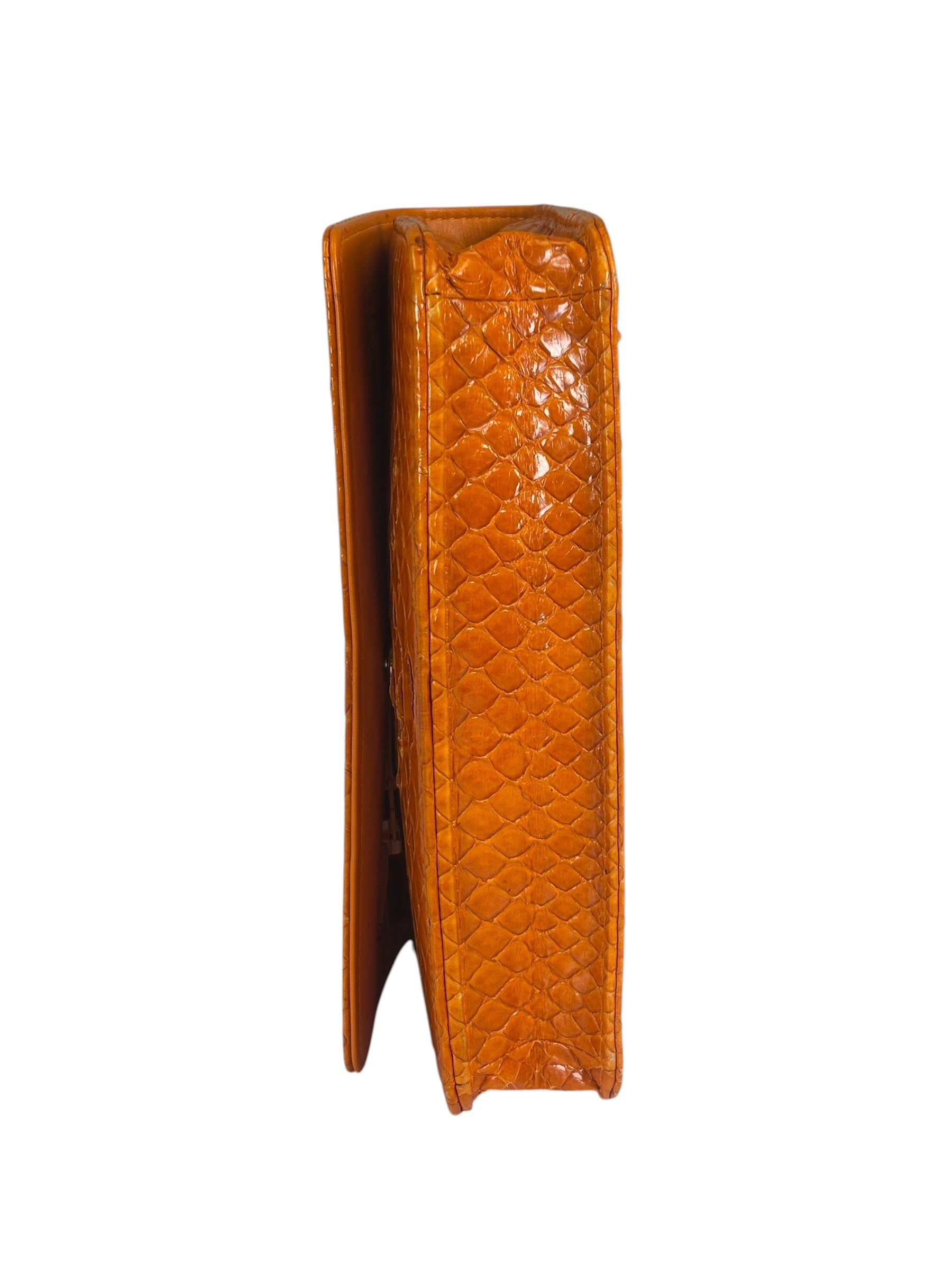 Chanel Orange Pythonskin Flap Wallet On Chain 2013