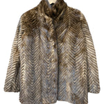 Vintage Dark Brown Chevron Fur Coat