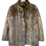 Vintage Dark Brown Chevron Fur Coat