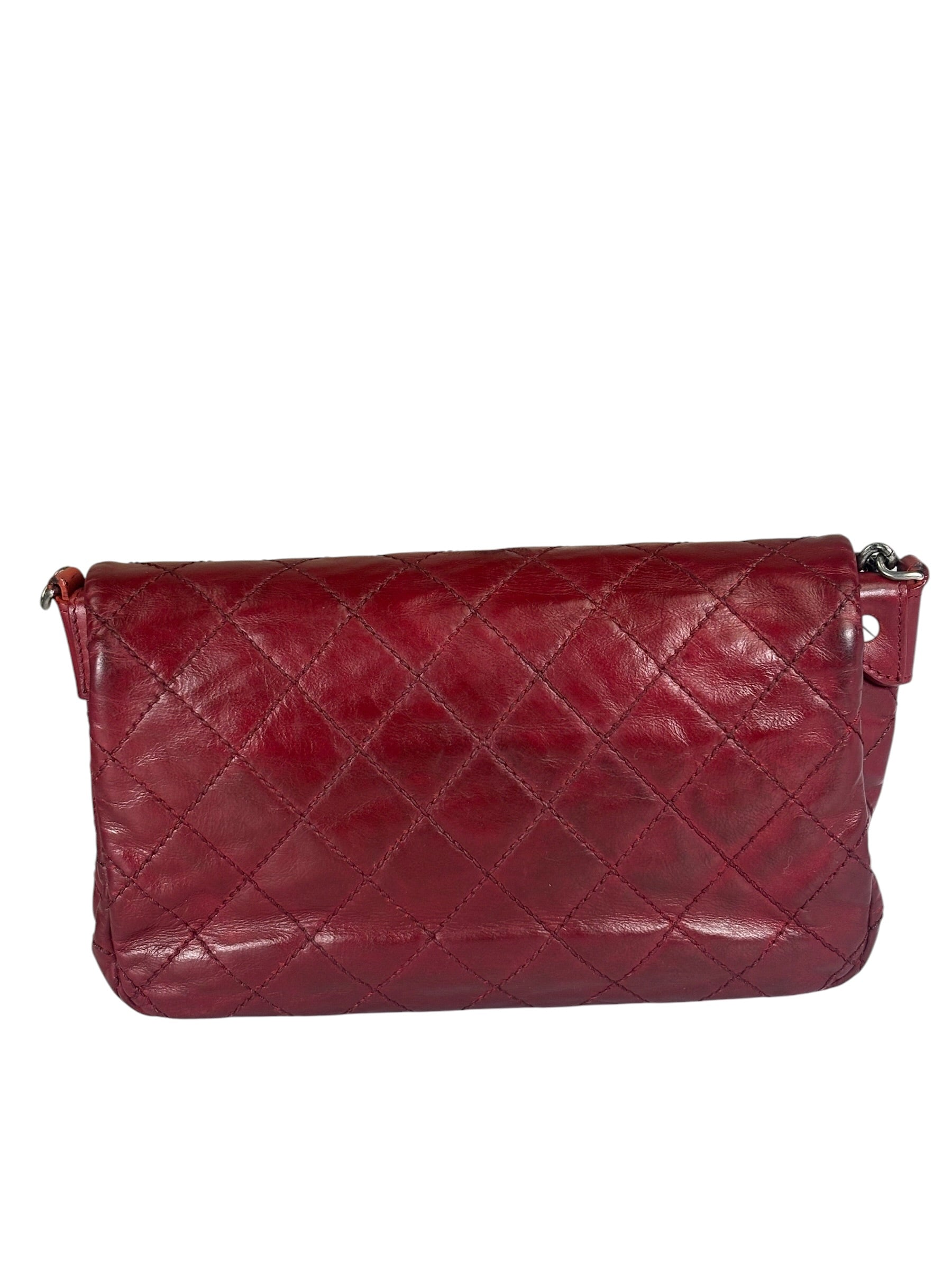 Chanel Red Quilted Calfskin Glazed Medium Duo Flap Bag 2012