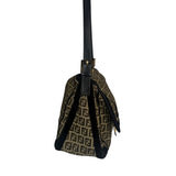 Fendi Black Trim Zucca Mamma Baguette