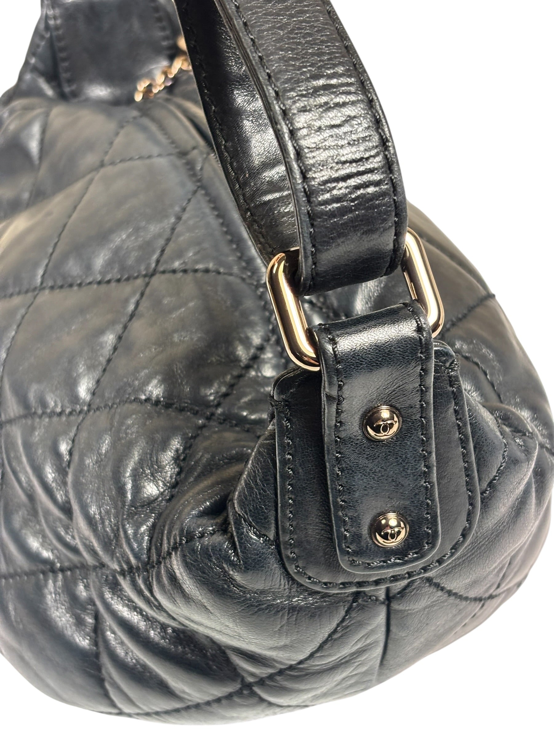 Chanel Black Quilted Lambskin Cloudy Bundle Hobo 2005