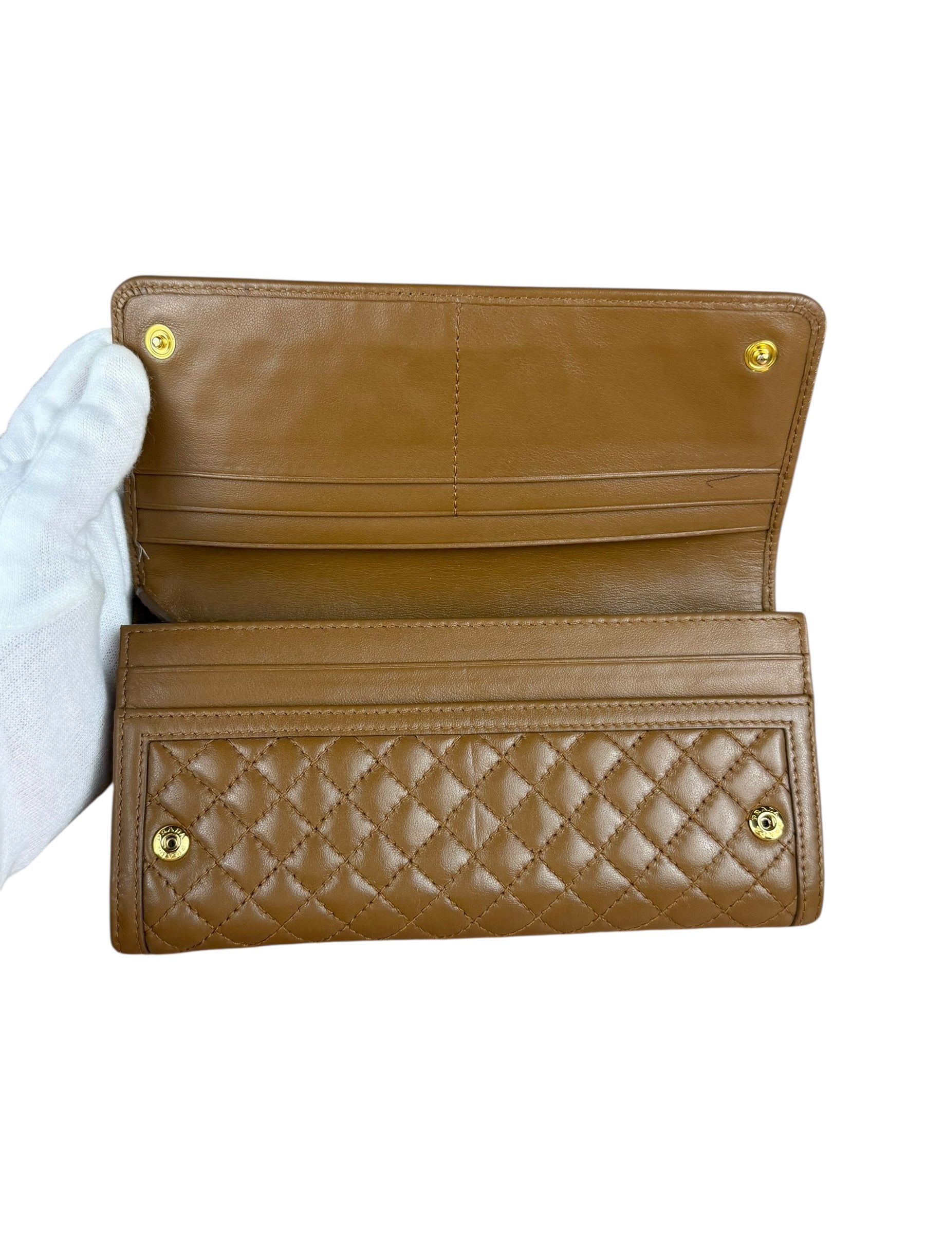Prada Brown Quilted Leather Long Wallet