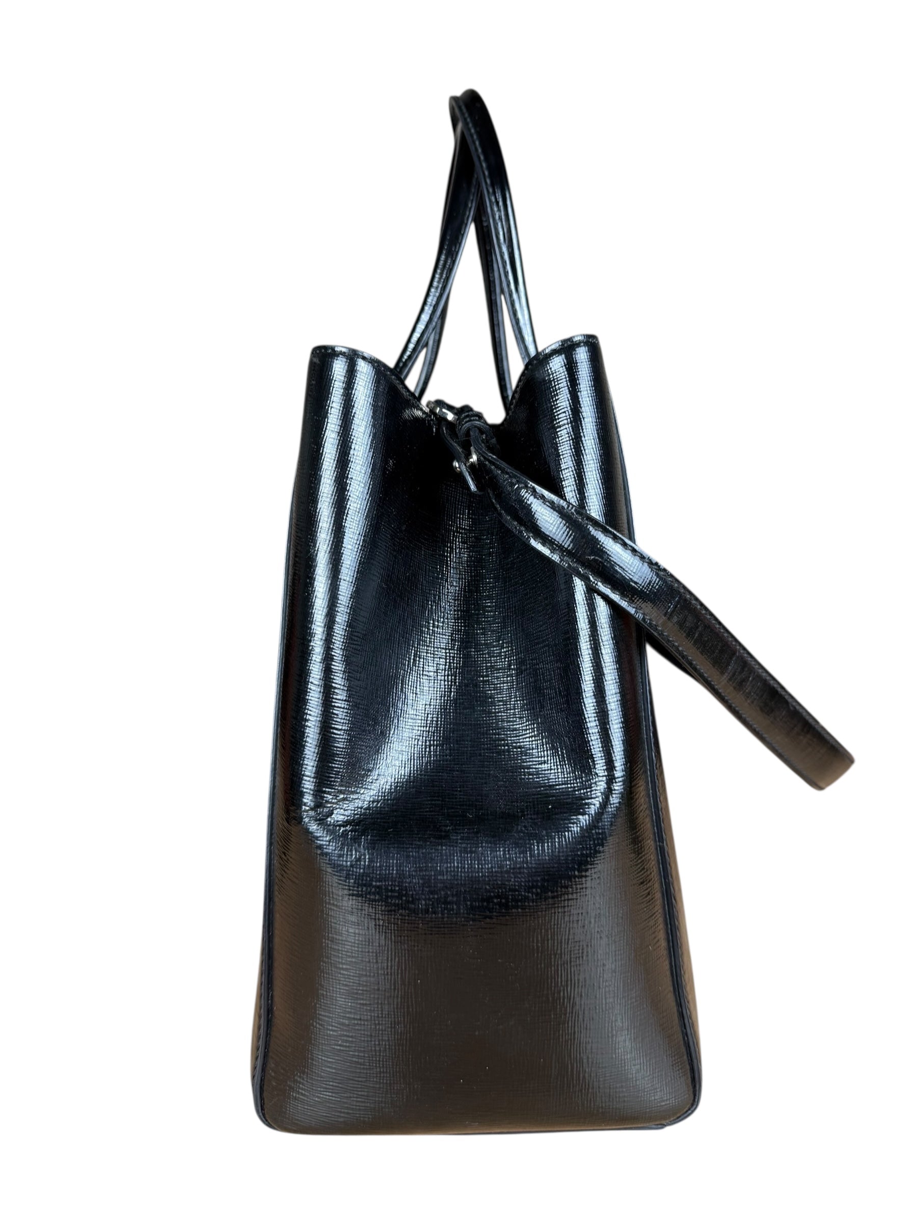 Fendi Black Patent Leather 2Jours Handbag