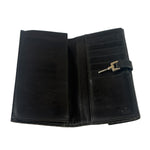 Gucci Black Leather Trim GG Flap Long Wallet