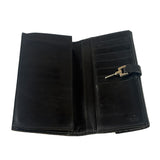 Gucci Black Leather Trim GG Flap Long Wallet
