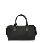 Gucci Black Leather Trim GG Top Handle Bag