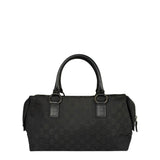 Gucci Black Leather Trim GG Top Handle Bag