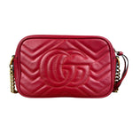 Gucci Leather GG Red Marmont Crossbody