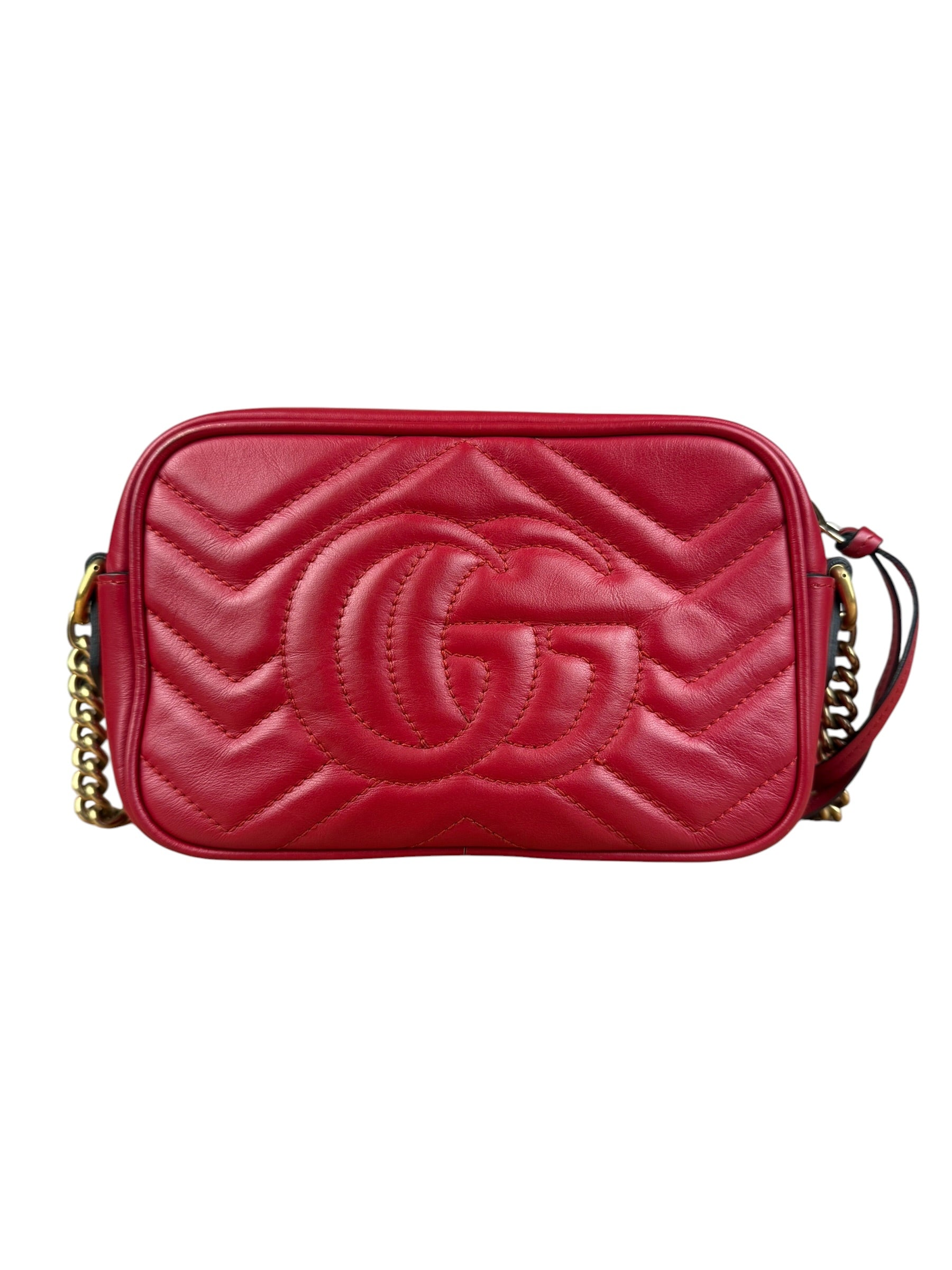 Gucci Leather GG Red Marmont Crossbody