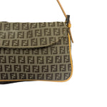 Fendi Beige Leather Trim Zucca Pochette