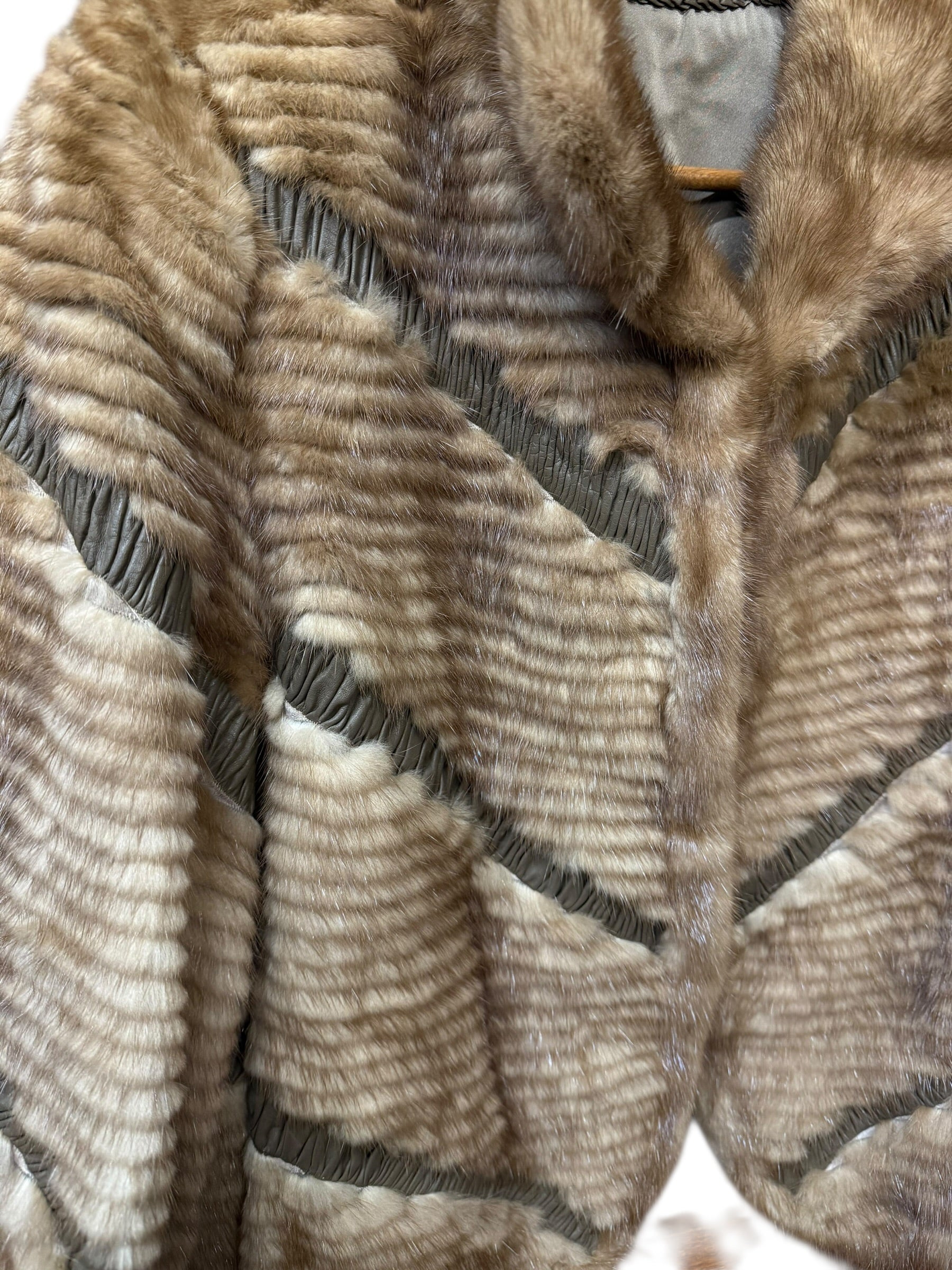 Vintage Brown Leather Lined Fur Coat