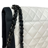 Chanel Quilted Two Tone Leather Flap Bag White