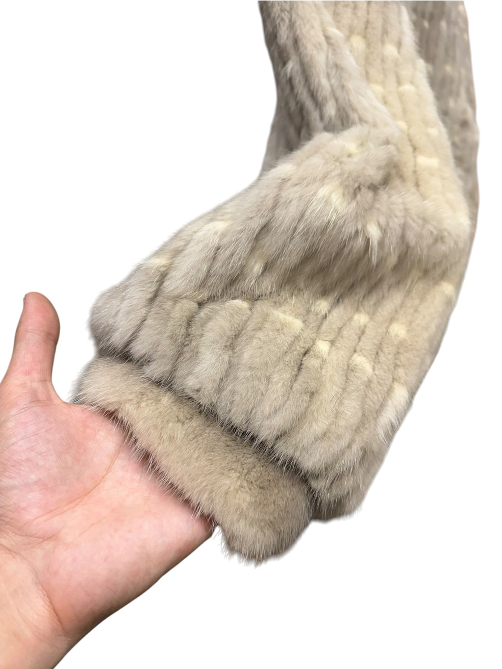 Vintage Light Grey Vertical Striped Saga Mink Fur Coat