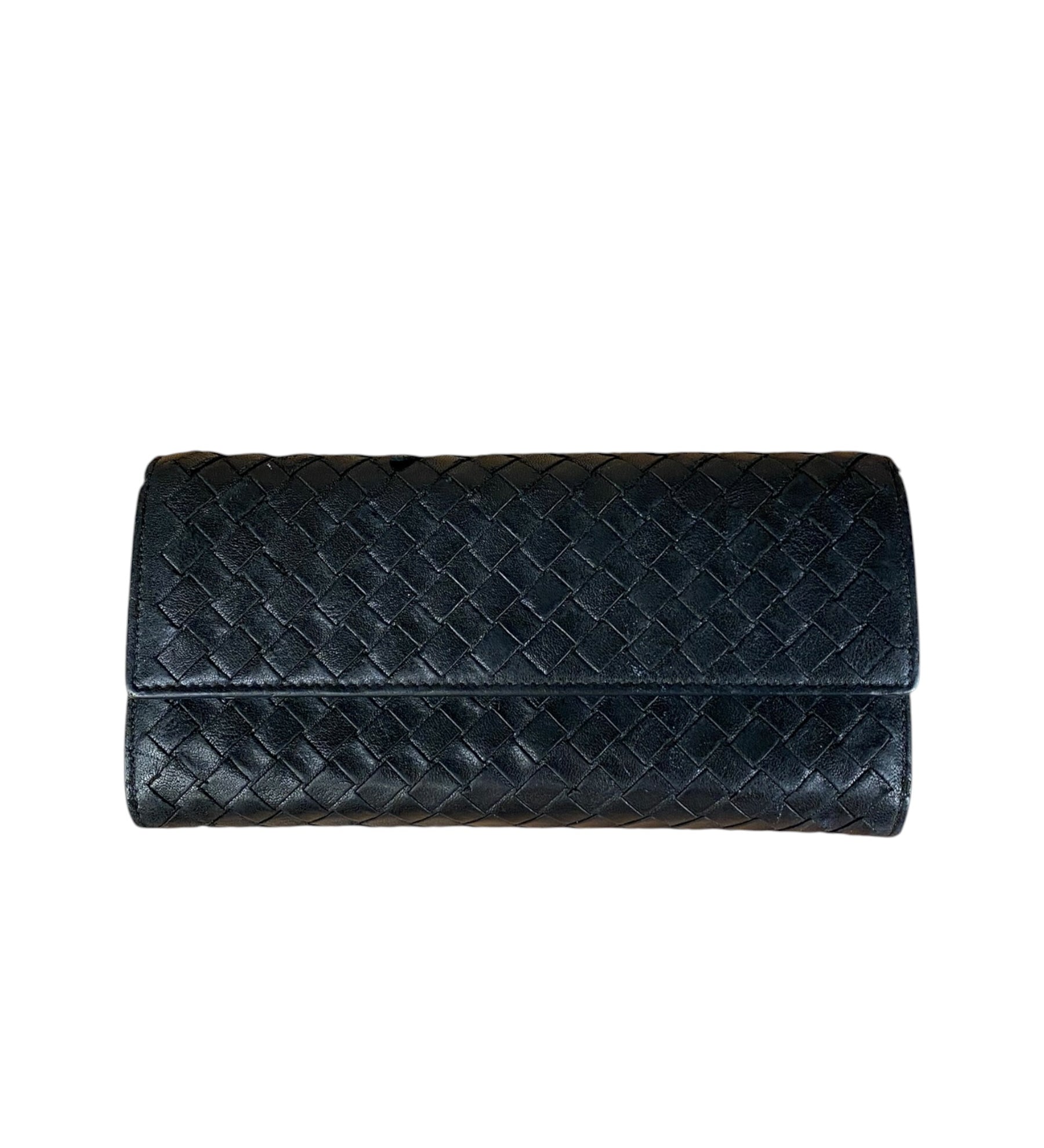 Bottega Veneta Woven Long Wallet Black