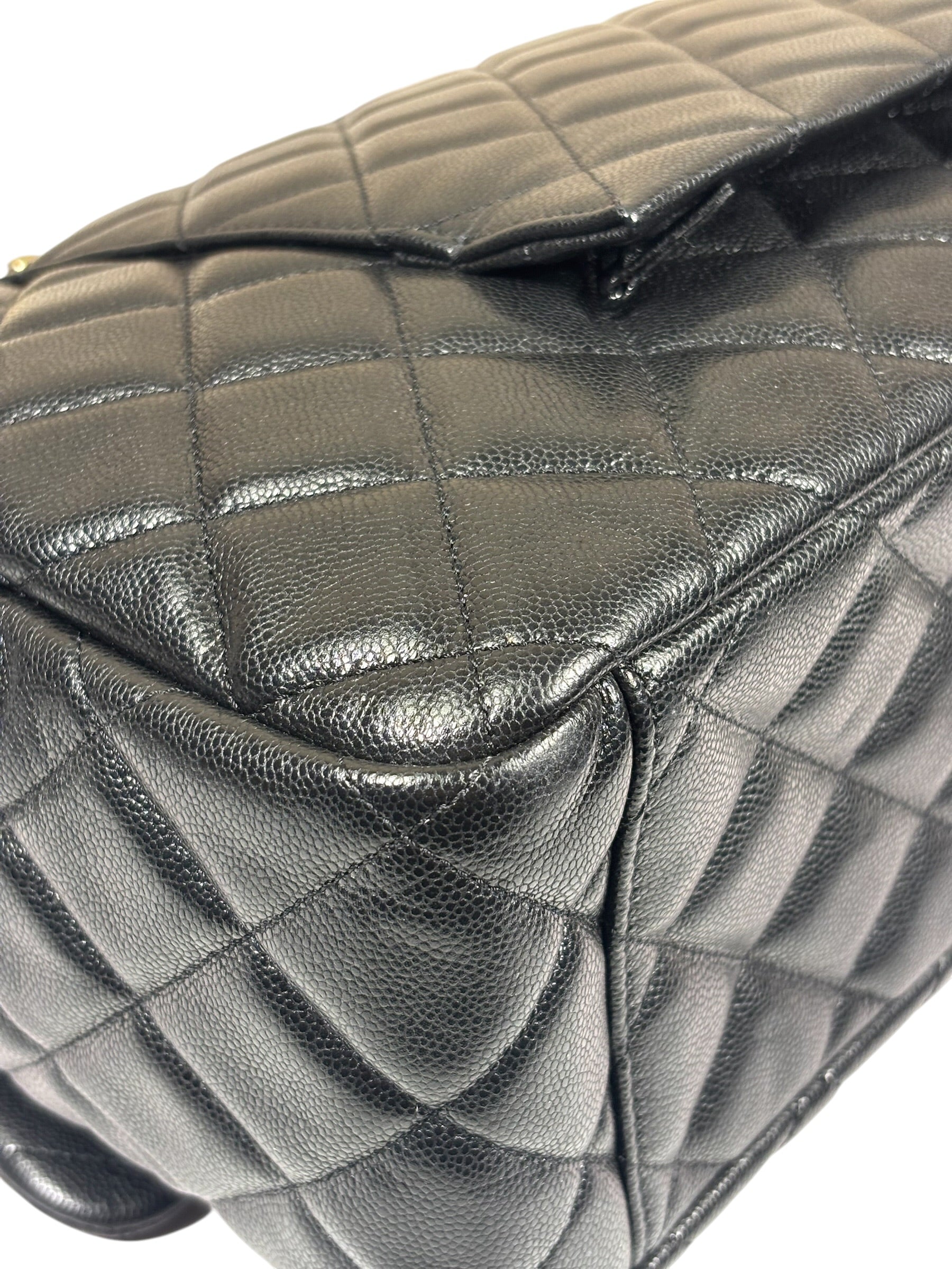 Chanel Black Quilted Caviar Jumbo Flap Bag 2021