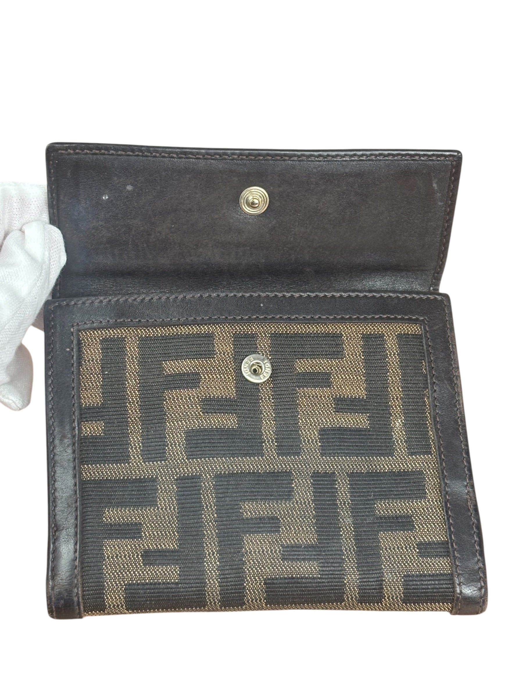 Fendi Vintage Zucca Canvas Compact Wallet