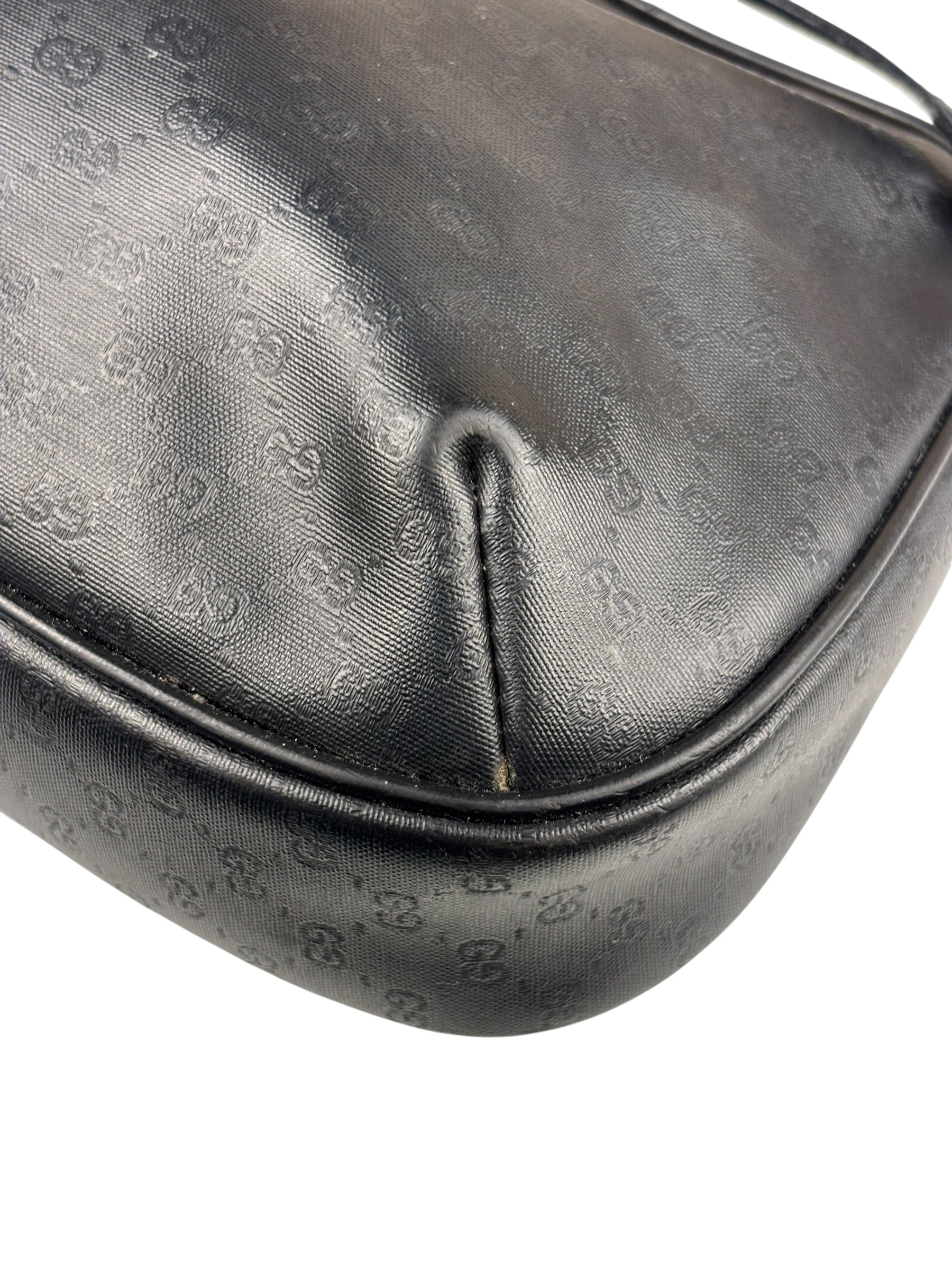 Gucci Vintage Micro GG Black Leather Shoulder Bag