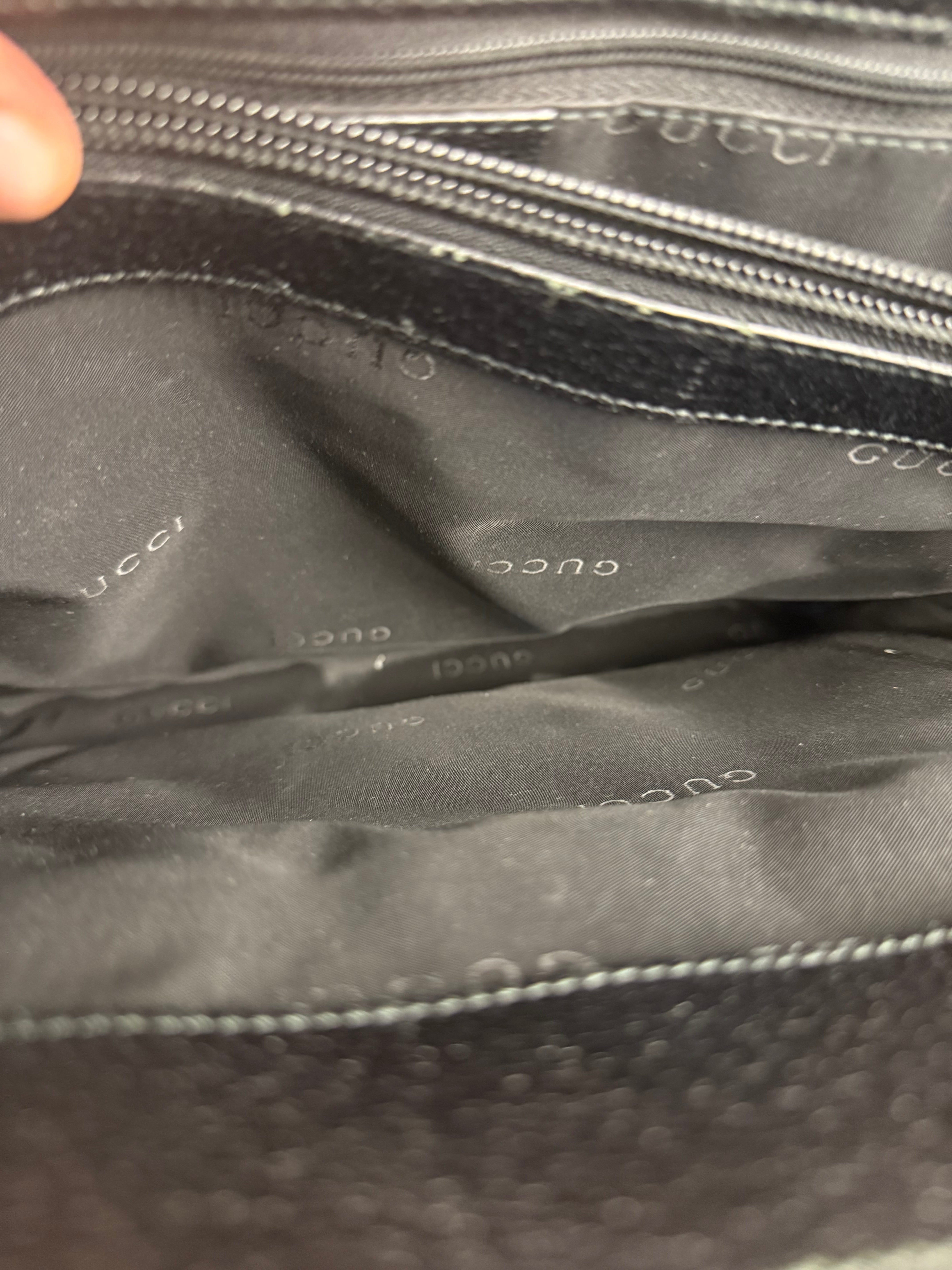 Gucci Vintage Black Leather Shoulder Tote