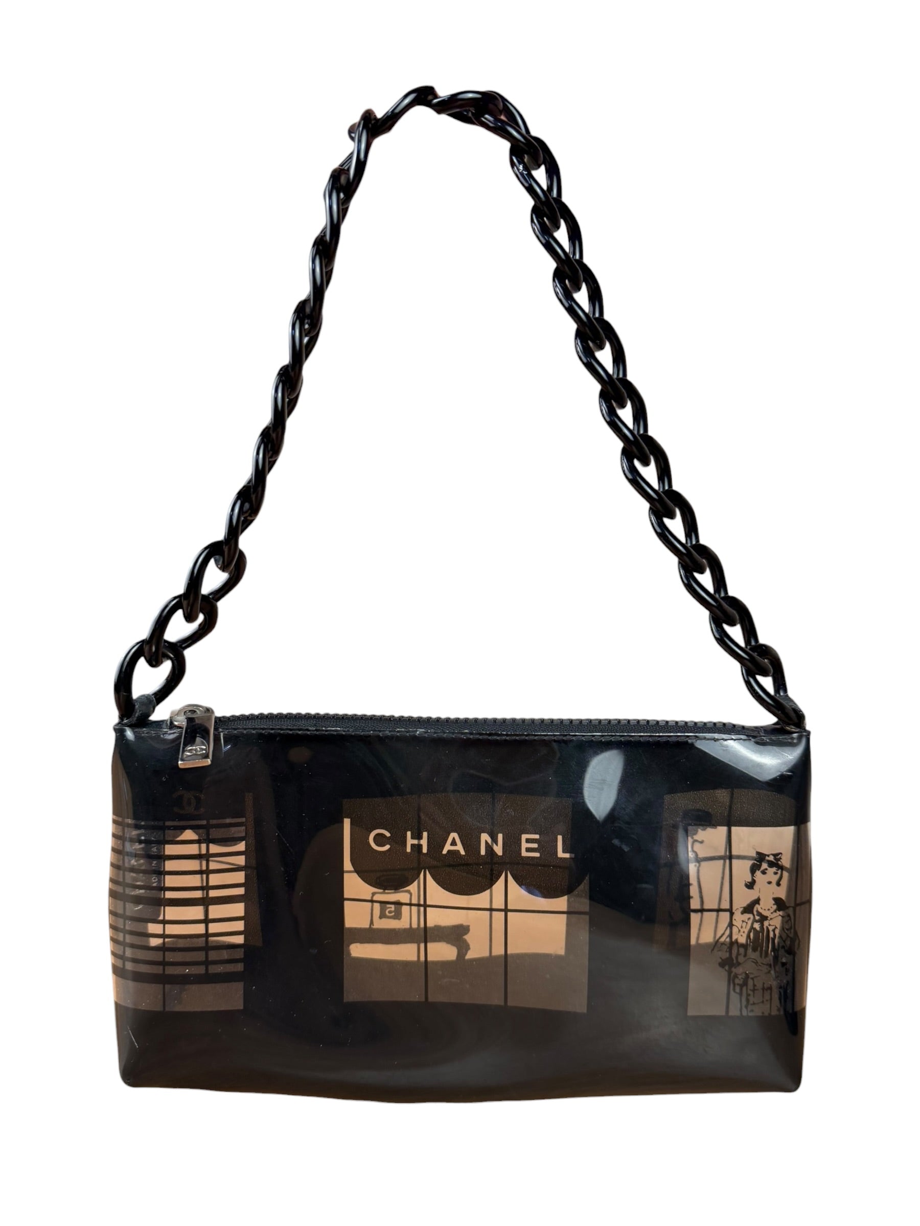 Chanel Black PVC Vinyl Coco Windows Pochette 2003