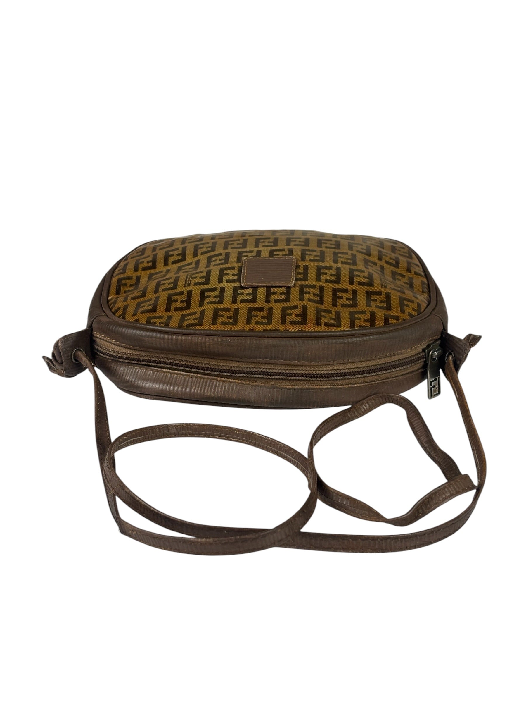 Fendi Vintage Brown PVC Leather Zucca Crossbody Bag