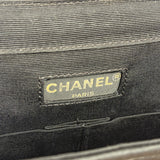 Chanel Vintage CC Black Satin Half-Moon Flap Bag 1991