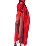Gucci Carcoal-Grey/Red Reversible Wool-Jacquard Scarf