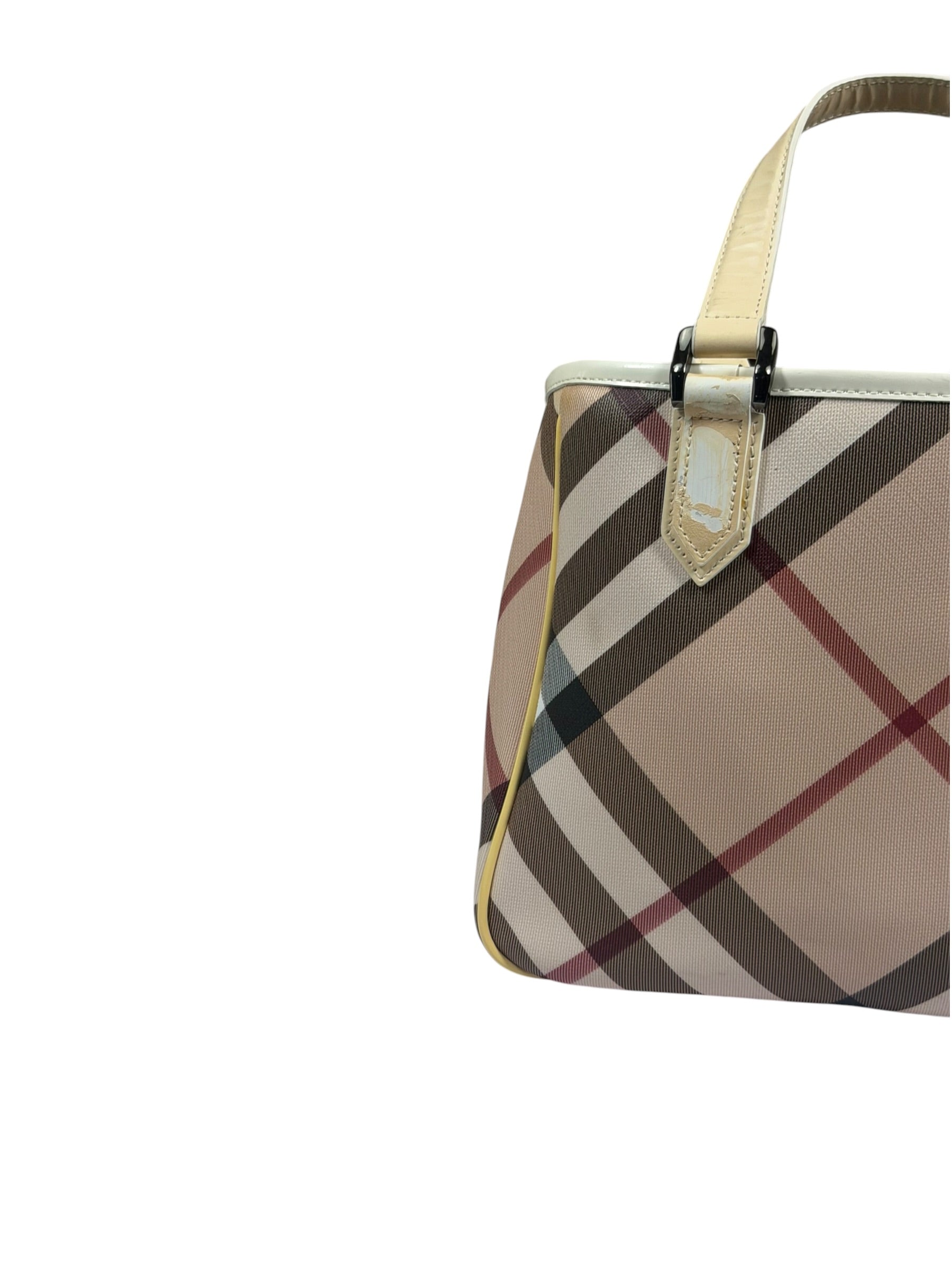 Burberry Beige Nova Check Canvas Patent Leather Tote Bag