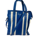 Balenciaga White/Blue Bazar Stripe Two-Way Tote Bag