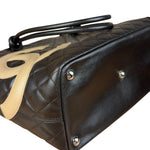 Chanel Brown Quilted Leather Cambon Ligne Shoulder Tote 2004
