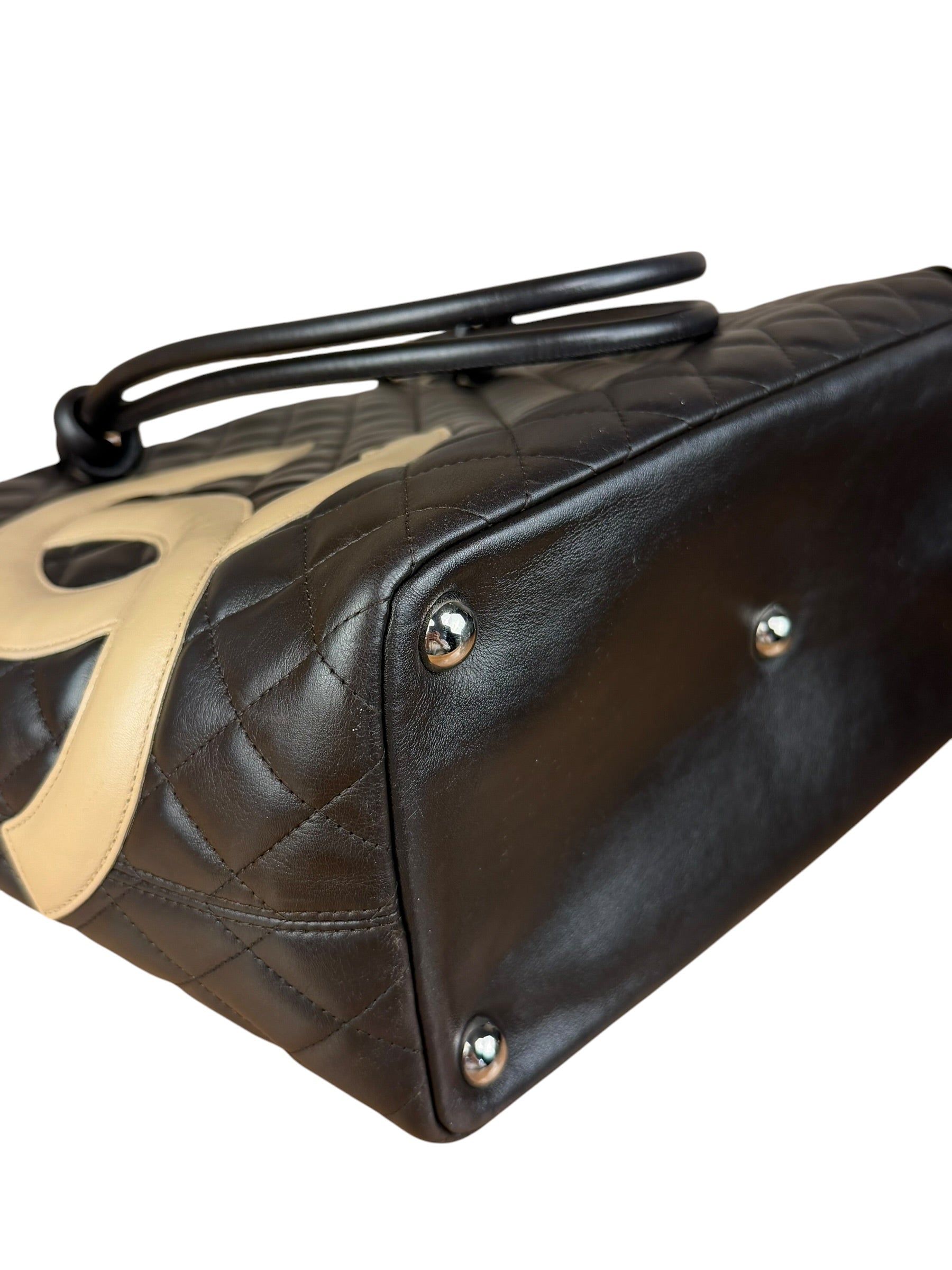 Chanel Brown Quilted Leather Cambon Ligne Shoulder Tote 2004