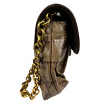 Gucci Brown Patent Leather GG Crystal Babouska Hysteria Pochette