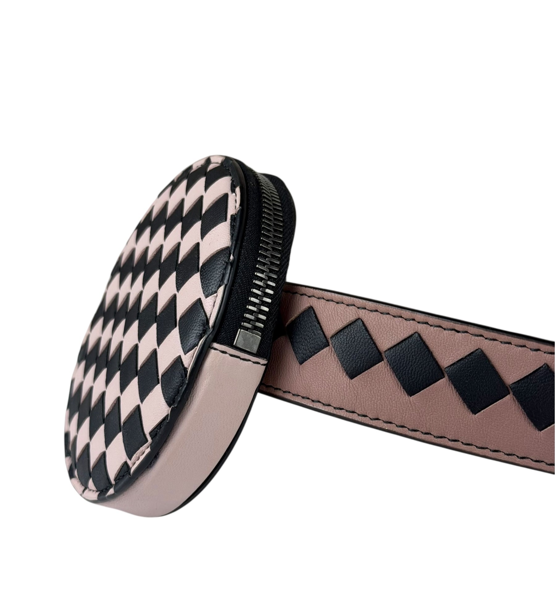 Bottega Veneta Black/Pink Intrecciato Round Around Belt Bag