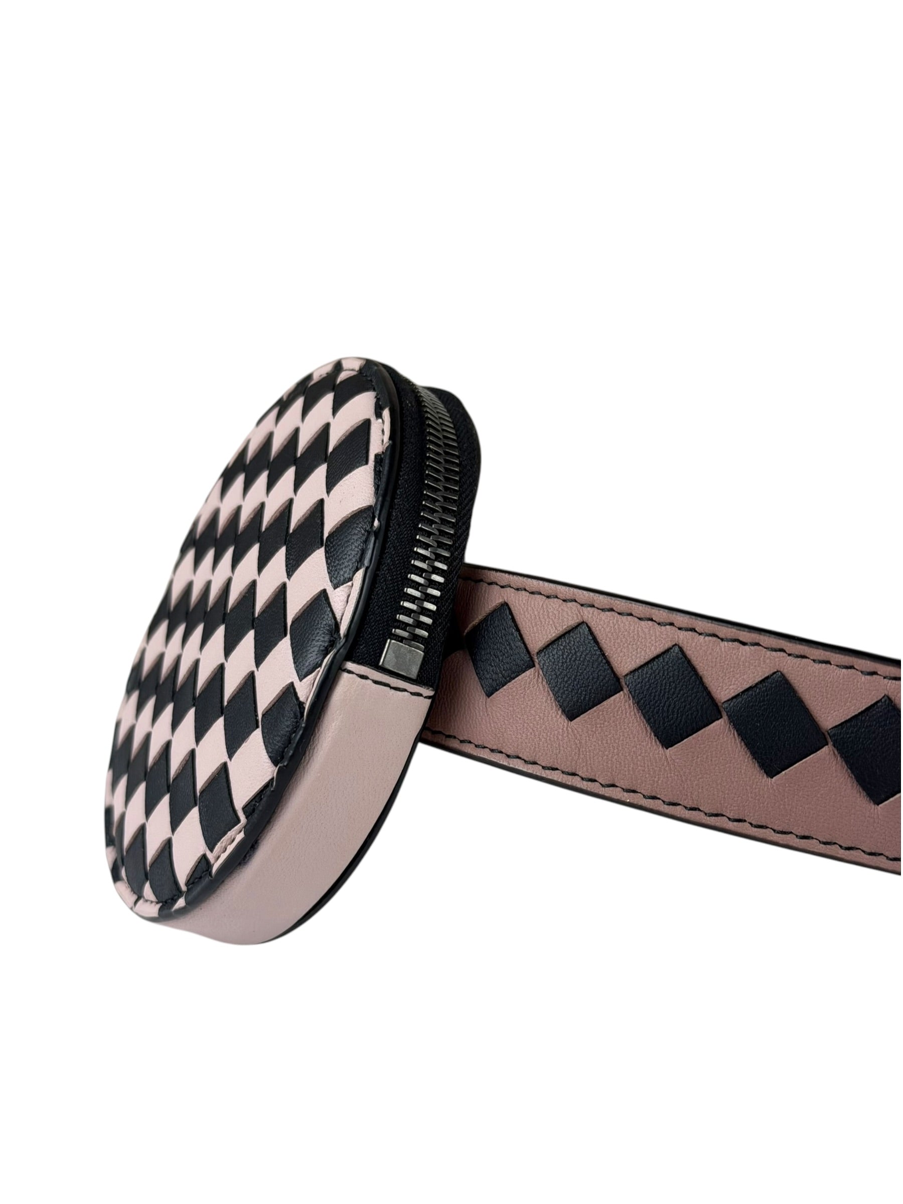 Bottega Veneta Black/Pink Intrecciato Round Around Belt Bag