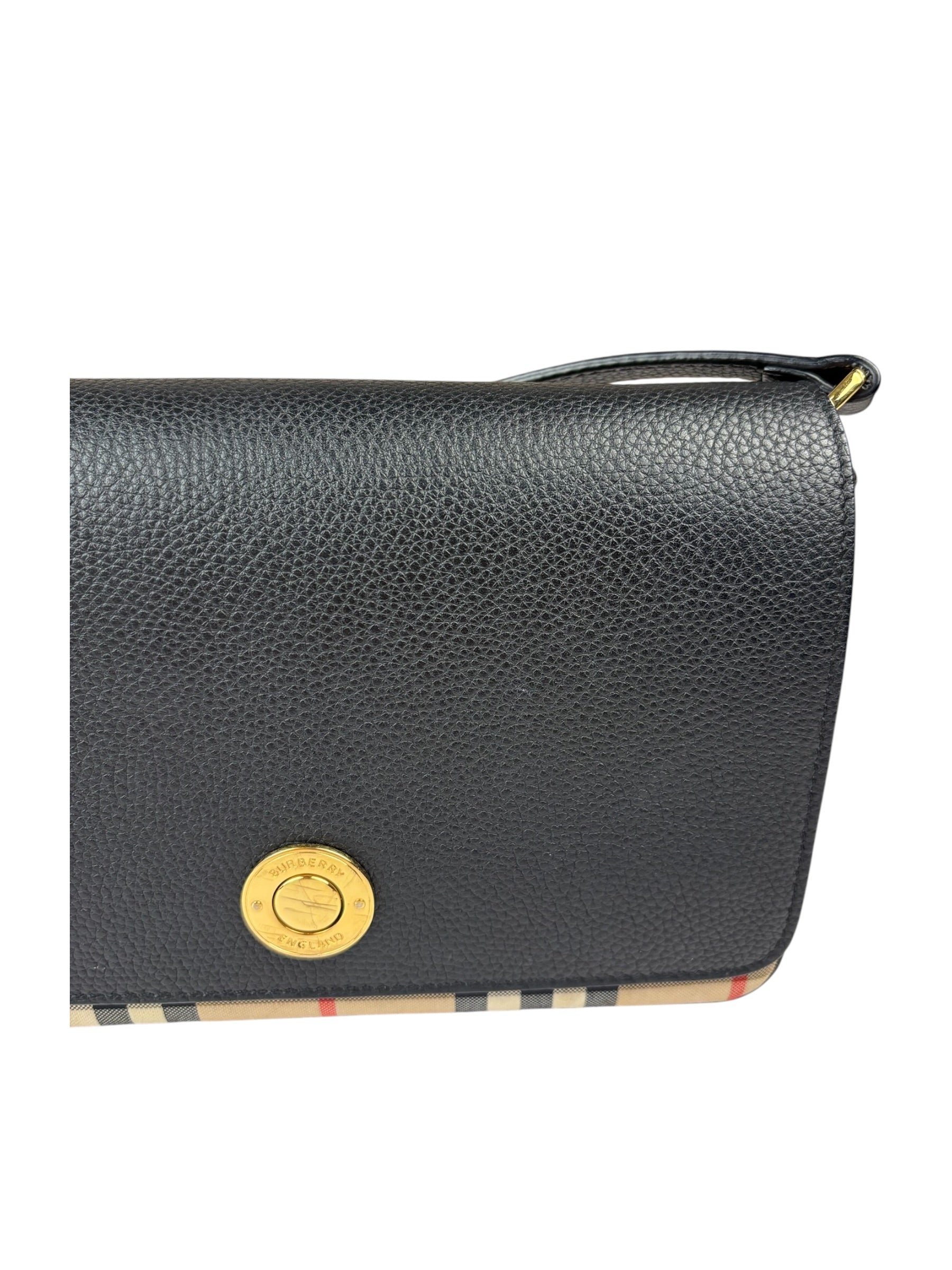 Burberry Black Leather Trim House Hampshire Crossbody