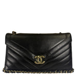 Chanel Black Calfskin Chevron Envelop Flap Bag 2019